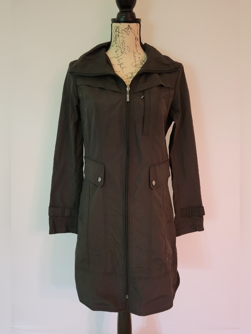 Cole Haan Women's Black Hooded Rain Coat Size  S